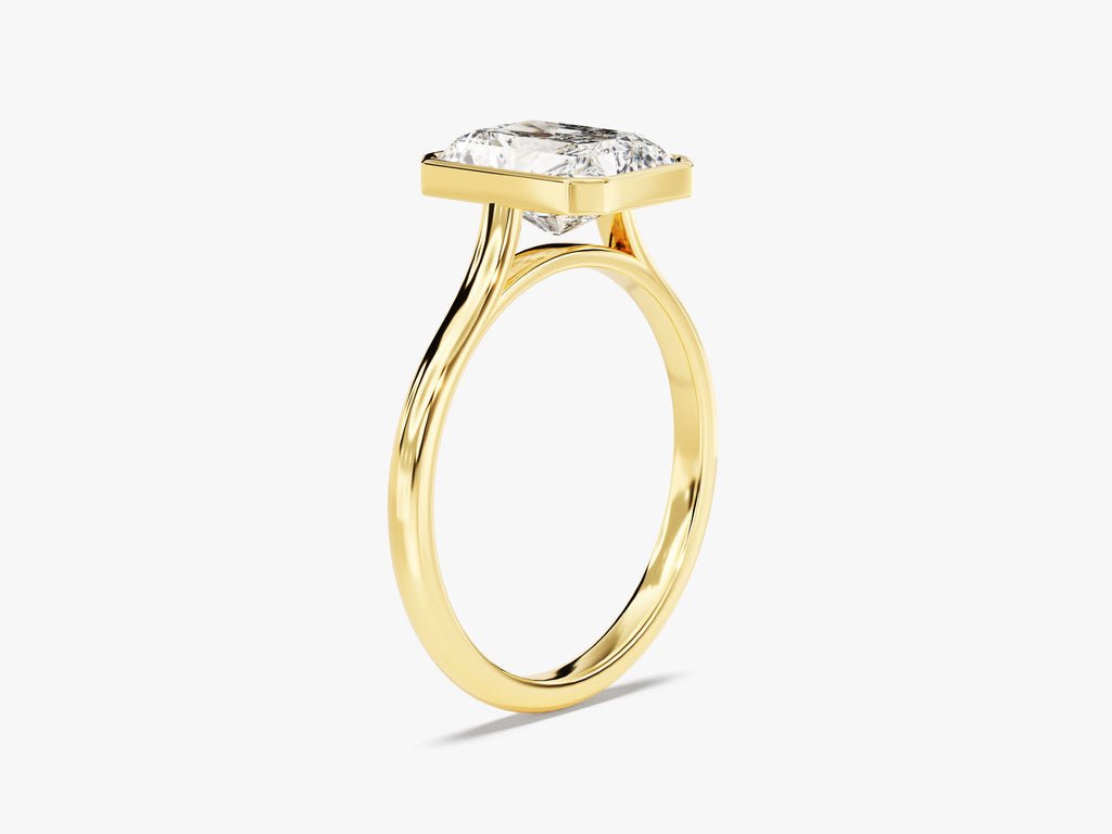 Radiant bezel diamond engagement ring available in multiple metals