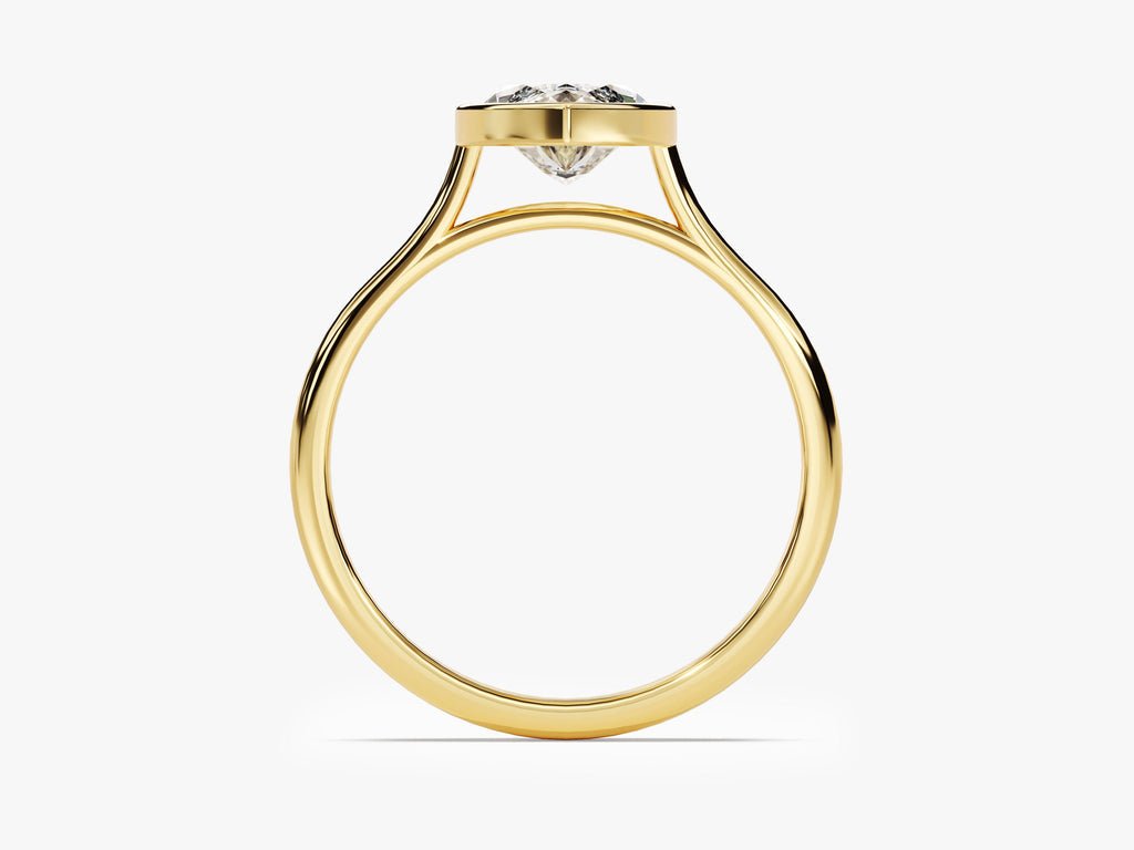 Marquise bezel engagement ring with certified lab grown diamond
