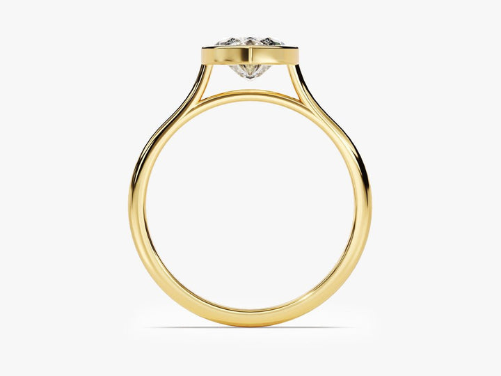 Marquise bezel engagement ring with certified lab grown diamond