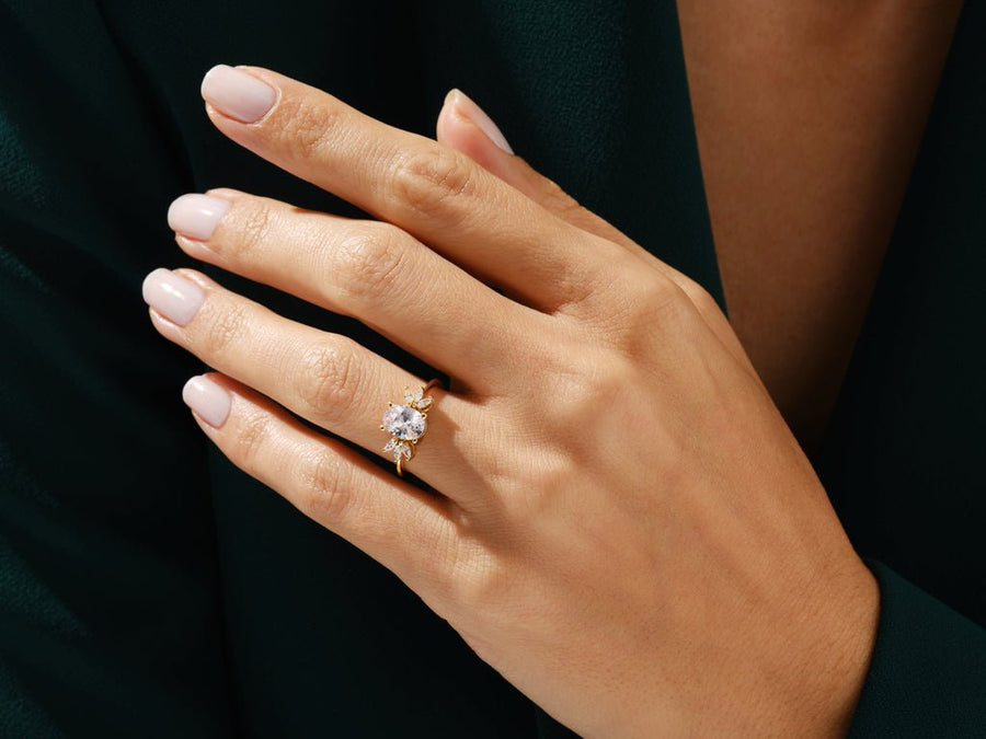 1.50CT oval cluster lab grown diamond engagement ring for sale