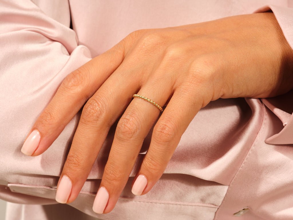 2mm Bead Wedding Band For Women 14k Solid Gold - Doozy Diamonds
