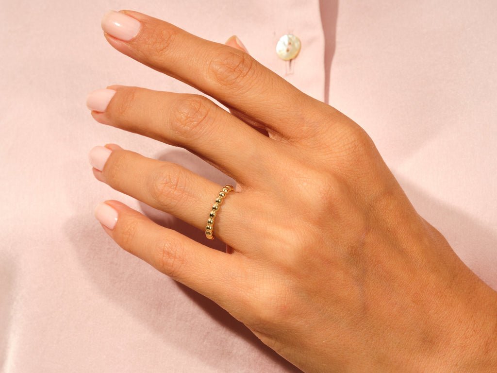 3mm Bead Wedding Band For Women 14k Solid Gold - Doozy Diamonds