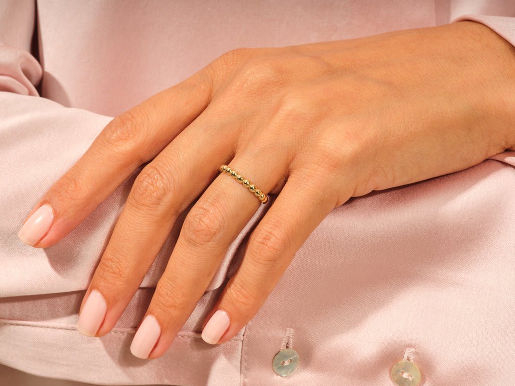 3mm Bead Wedding Band For Women 14k Solid Gold - Doozy Diamonds