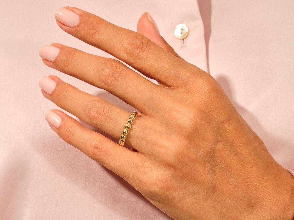 4mm Bead Wedding Band For Women 14k Solid Gold - Doozy Diamonds