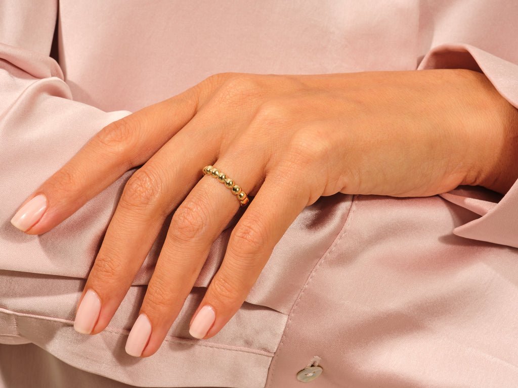 4mm Bead Wedding Band For Women 14k Solid Gold - Doozy Diamonds