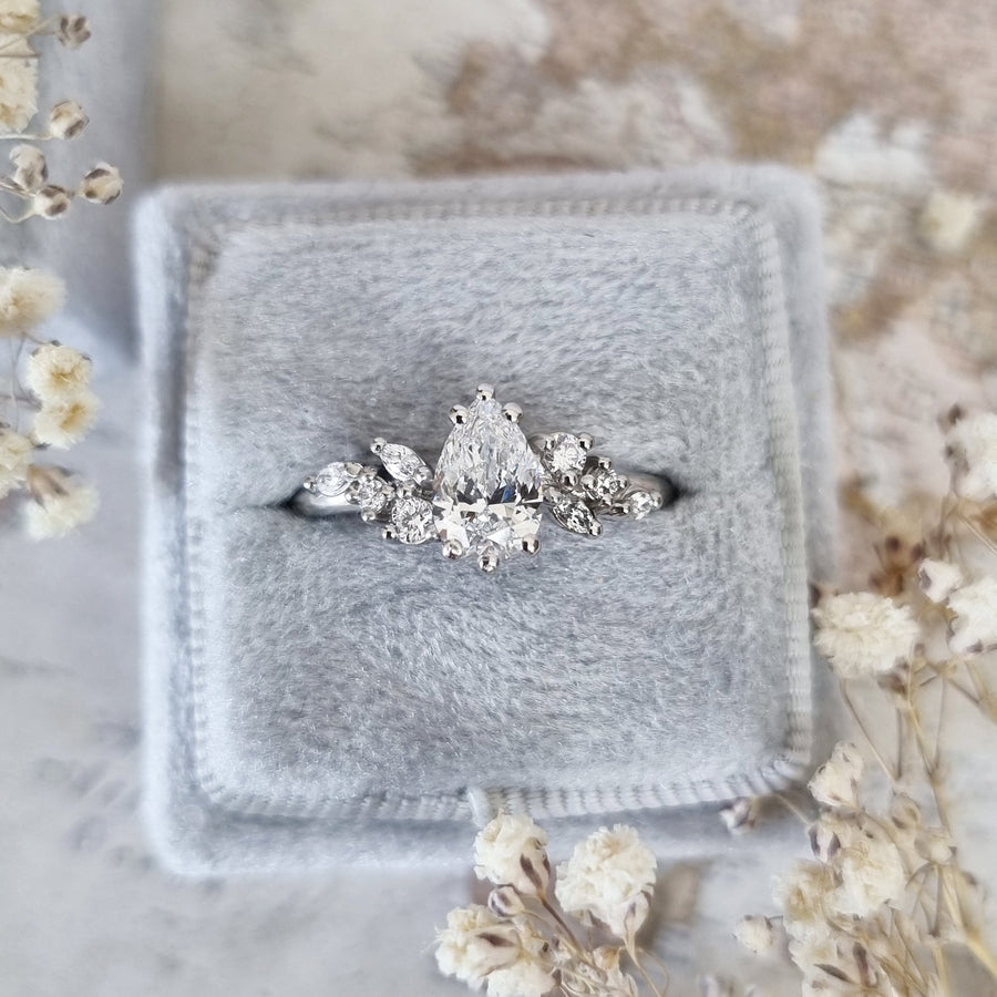 Shop pear cluster lab grown diamond engagement ring