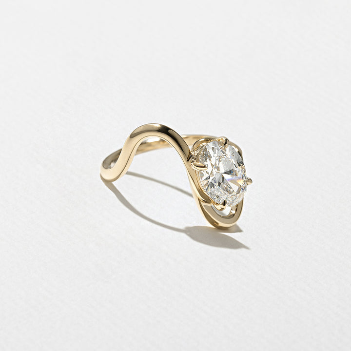 1.75CT Oval E - VS Lab Grown Unique Diamond Wedding Ring With Pave Curved Band - Doozy Diamonds
