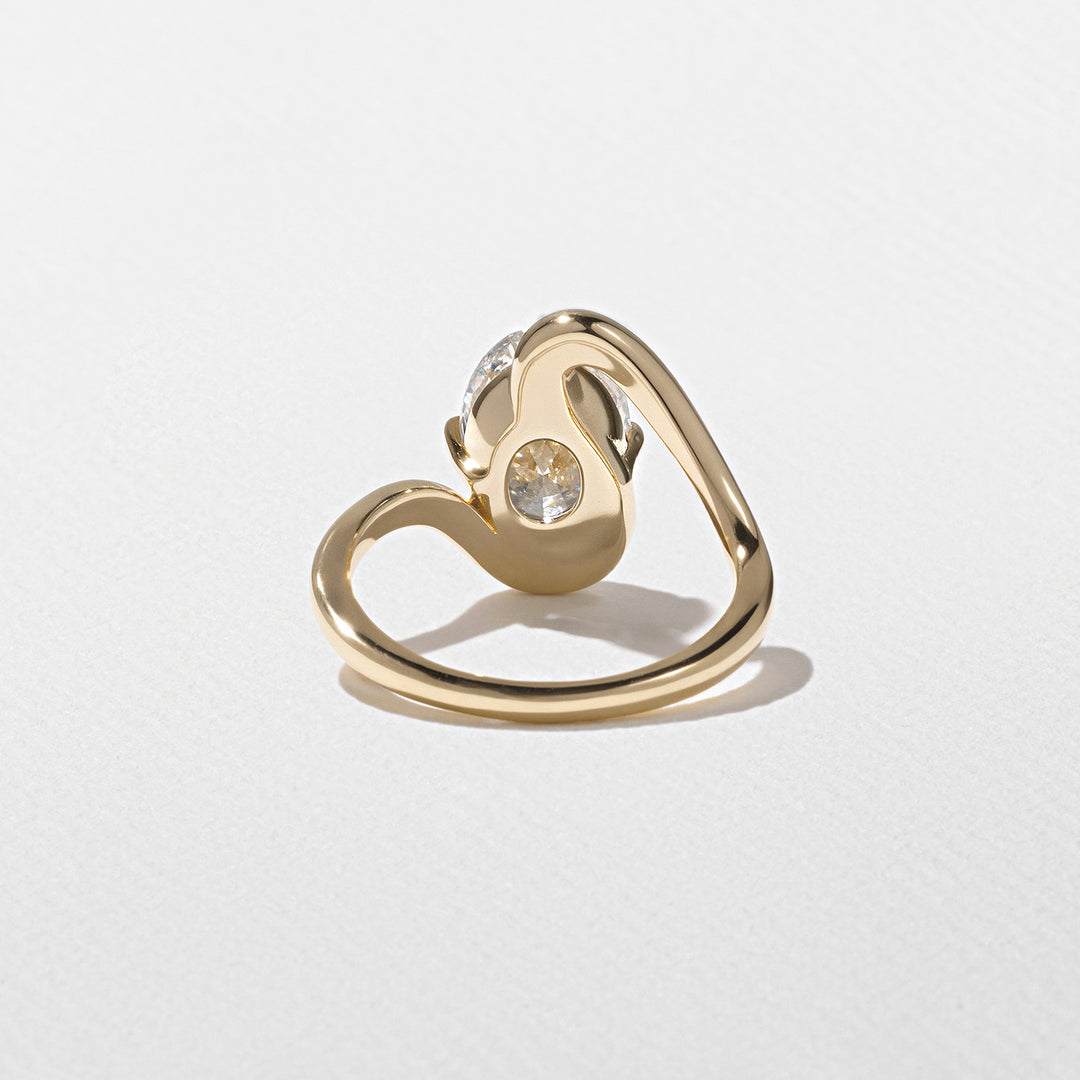 2.0CT Oval E - VS Lab Grown Unique Wave Wedding Ring With Plain Curve Band - Doozy Diamonds
