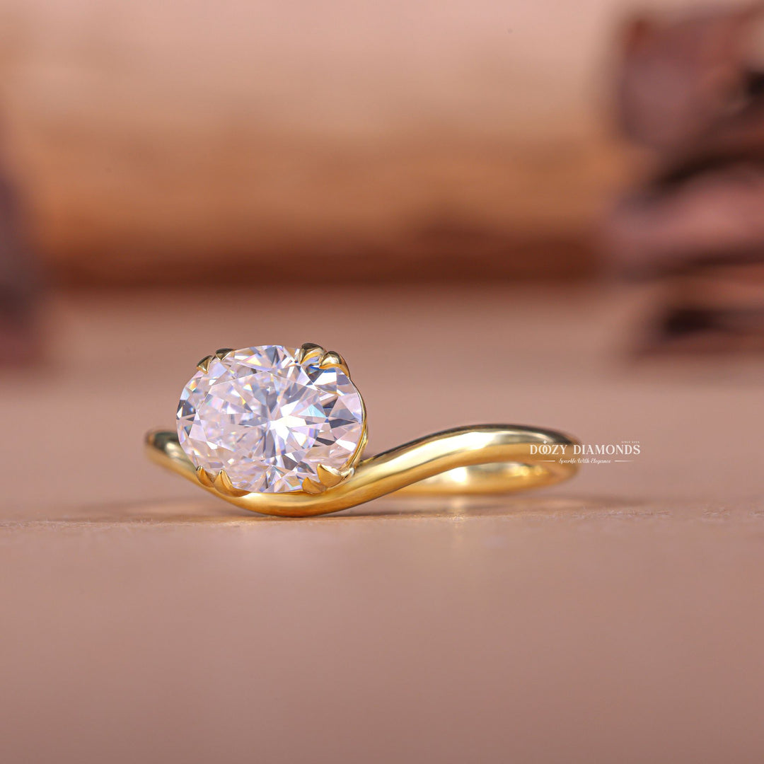 Buy oval cut east west diamond engagement ring with free shipping