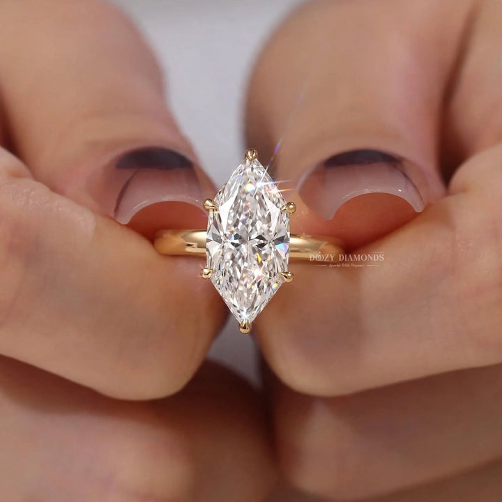 2.50CT Dutch Marquise E/VVS1 Lab Grown Diamond Gold Engagement Ring