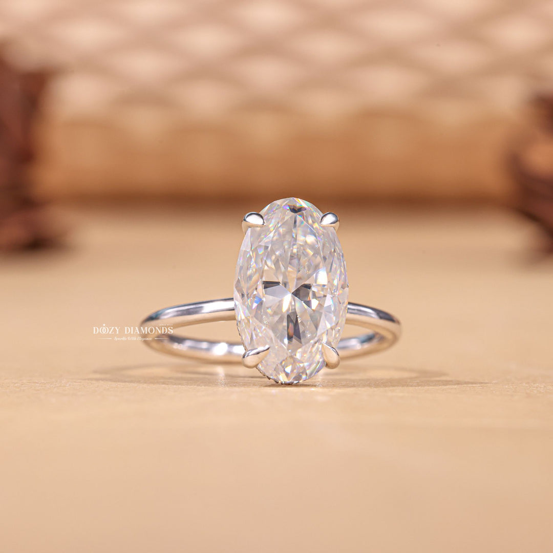 4.0CT oval hidden halo lab grown diamond engagement ring for sale