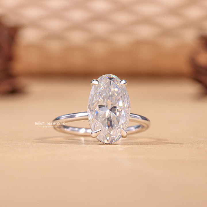 4.0CT oval hidden halo lab grown diamond engagement ring for sale