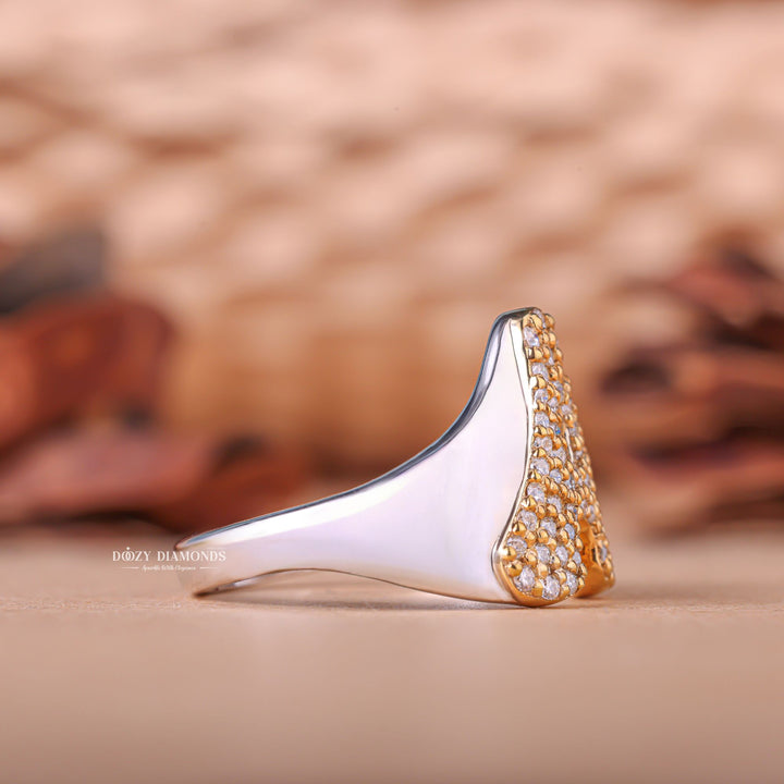 Round cut diamond ring worn on hand