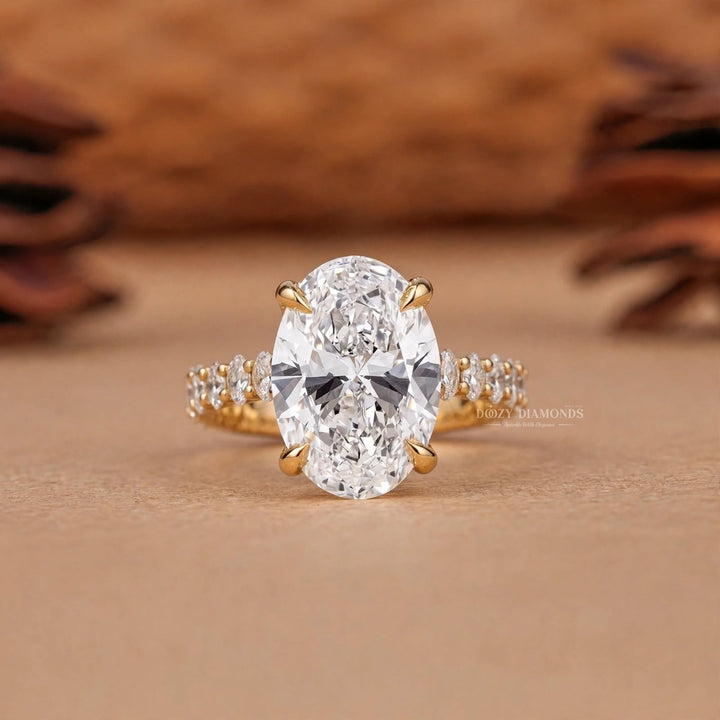 3.0CT Oval Lab Grown Diamond E/VVS Hidden Halo Engagement Ring