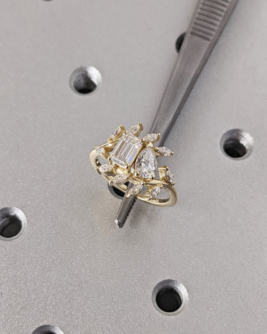 Premium pear cut solitaire engagement ring crafted in solid gold