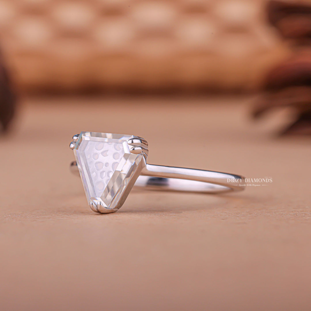 Premium trillion cut solitaire engagement ring crafted in solid gold