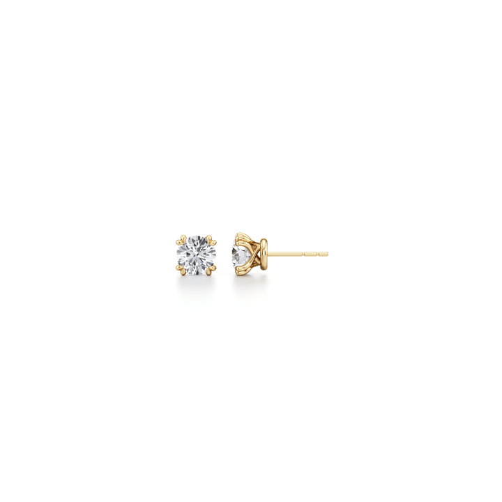 Round F - VS1 Lab - Grown Diamond Double Prongs Stud Earrings - Doozy Diamonds