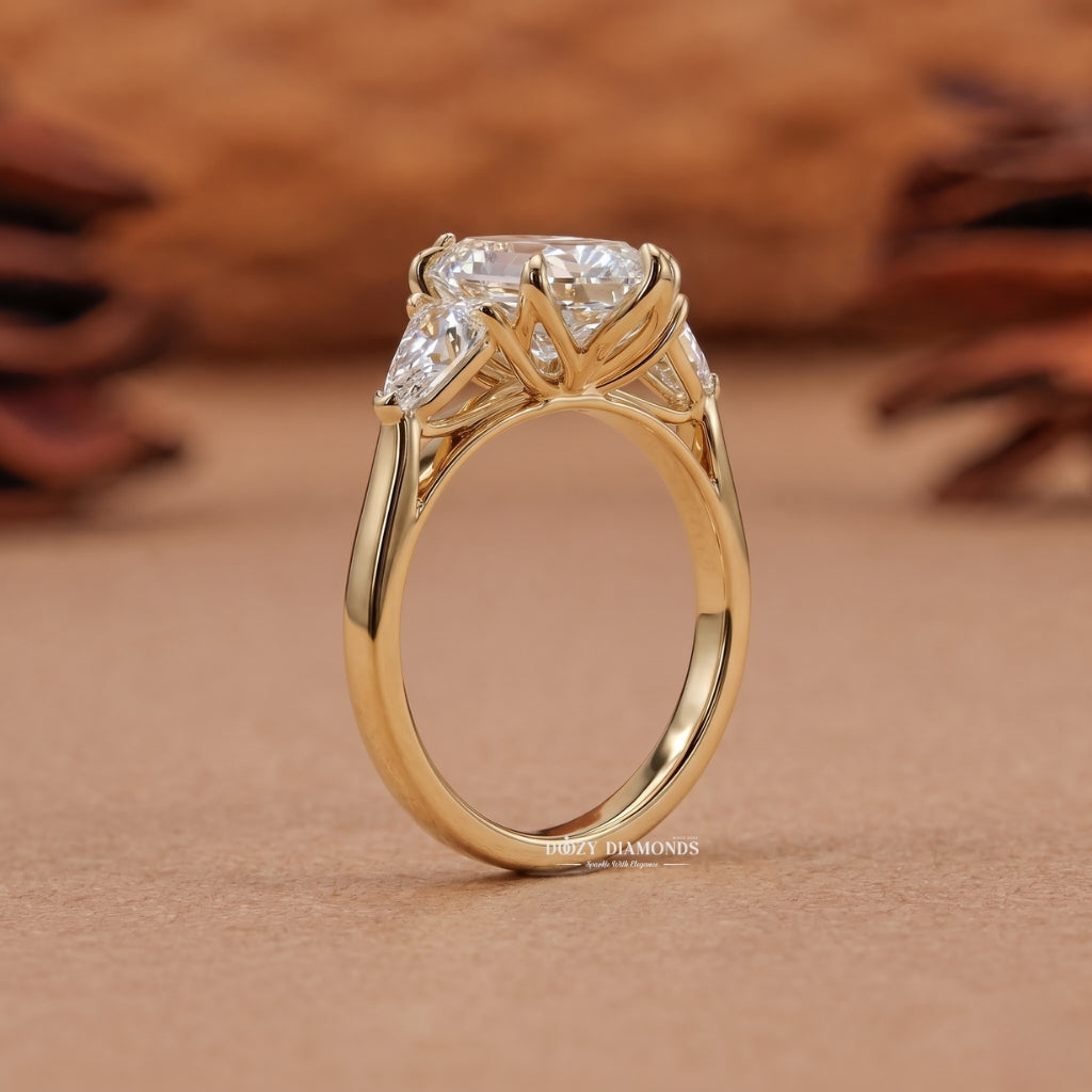 3.0CT Elongated Hexagon E/VVS1 Lab Grown Diamond Three Stone Engagement Ring - lab grown diamond engagement ring view 6