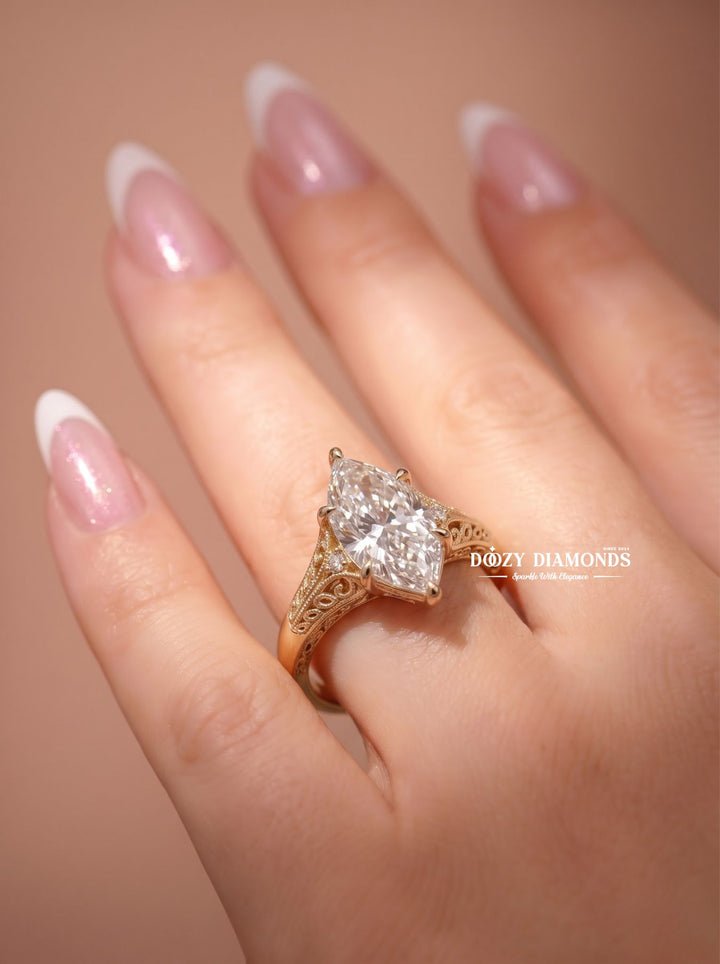 2.50CT Vintage Inspired Hexagon F/VVS2 Lab Grown Diamond Engagement Ring - lab grown diamond engagement ring view 5
