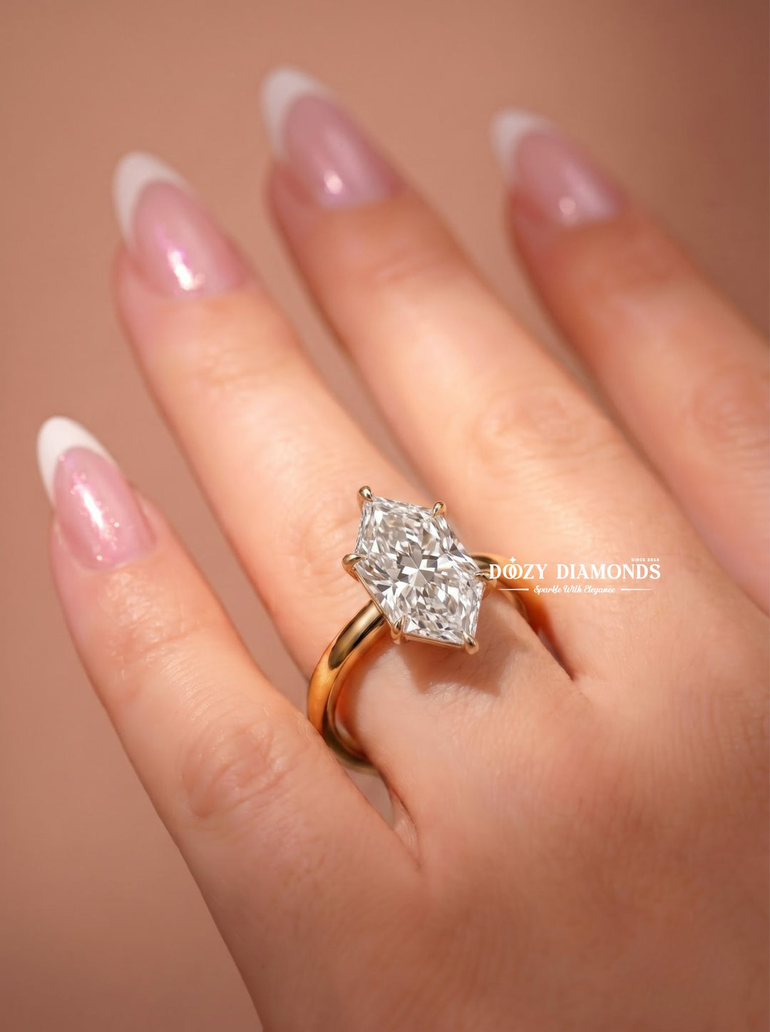 2.50CT Elongated Marquise E/VVS1 Lab Grown Diamond Gold Engagement Ring - lab grown diamond engagement ring view 5