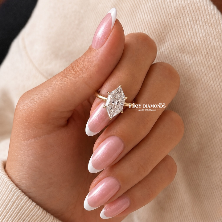 2.50CT Elongated Marquise E/VVS1 Lab Grown Diamond Gold Engagement Ring - lab grown diamond engagement ring view 7