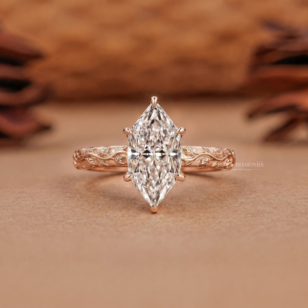 Vintage Inspired 2.50CT Dutch Marquise E/VVS2 Lab Grown Diamond Engagement Ring