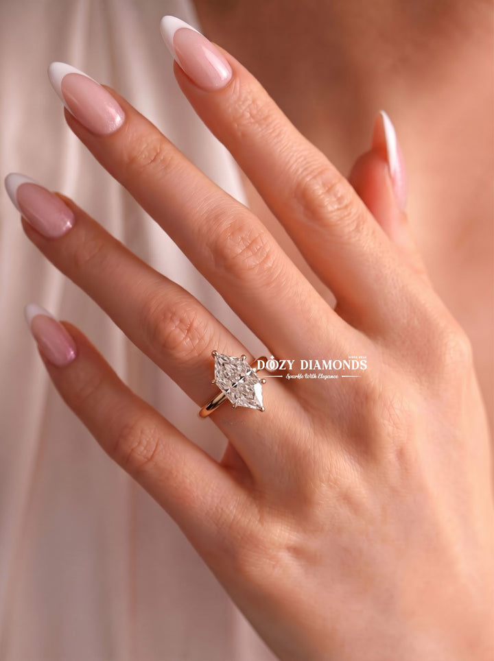 2.50CT Elongated Marquise E/VVS1 Lab Grown Diamond Gold Engagement Ring - lab grown diamond engagement ring view 6