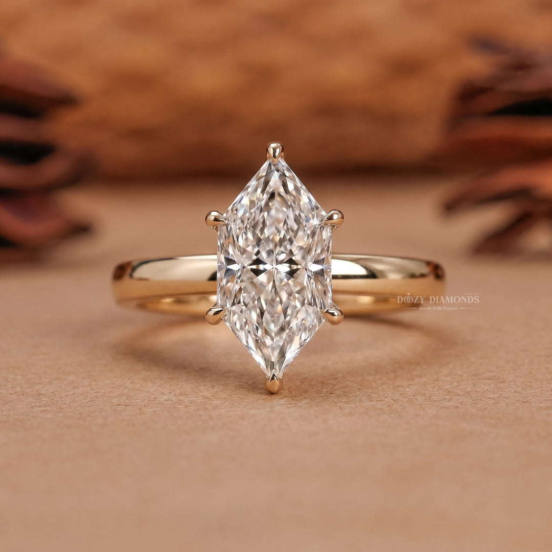 2.50CT Dutch Marquise E/VVS1 Lab Grown Diamond Gold Engagement Ring