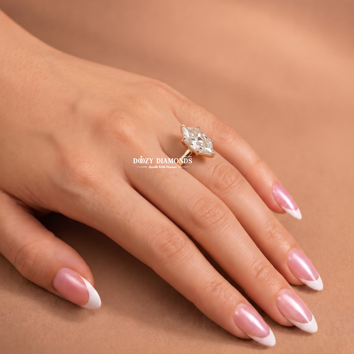 2.50CT Elongated Marquise E/VVS1 Lab Grown Diamond Gold Engagement Ring - lab grown diamond engagement ring view 8