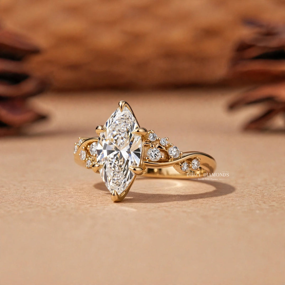 Vintage Cluster 2.50CT Marquise Lab Grown Diamond Twisted Band Engagement Ring