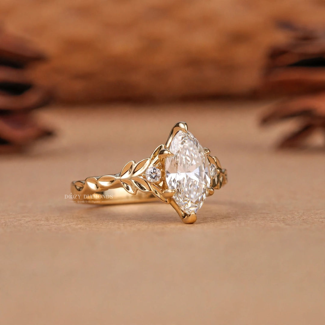 IGI Certified 2.50CT Marquise Lab Grown Diamond Three Stone Engagement Ring For Women
