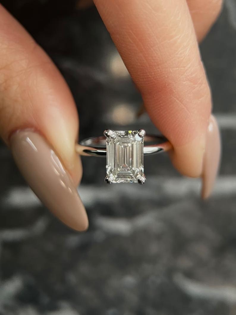 Shop emerald solitaire lab grown diamond engagement ring