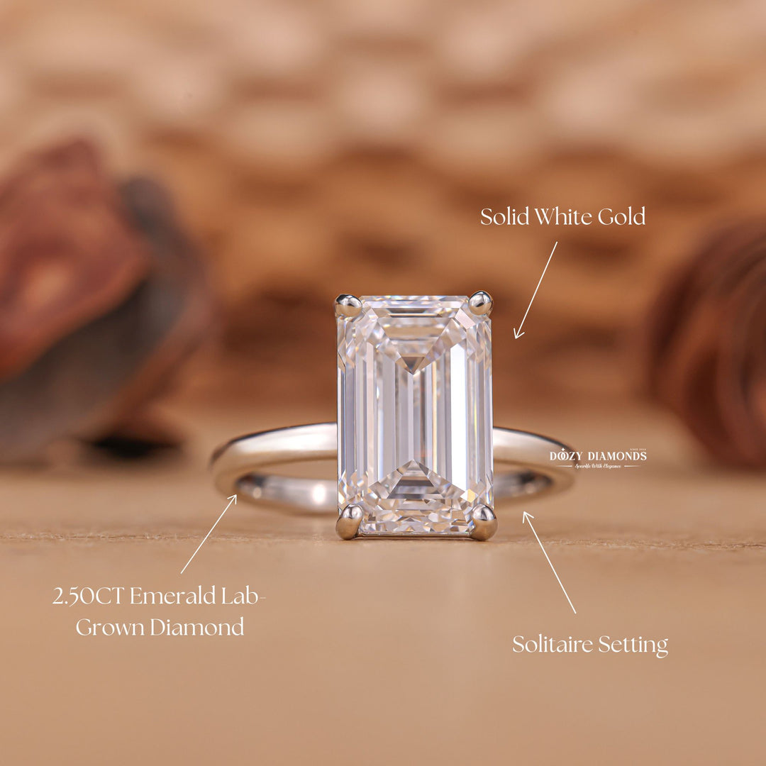 Shop the emerald cut solitaire engagement ring collection online