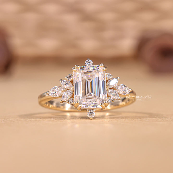 Shop emerald cluster lab grown diamond engagement ring