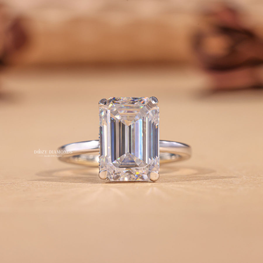 Discover emerald hidden halo lab grown diamond engagement ring online