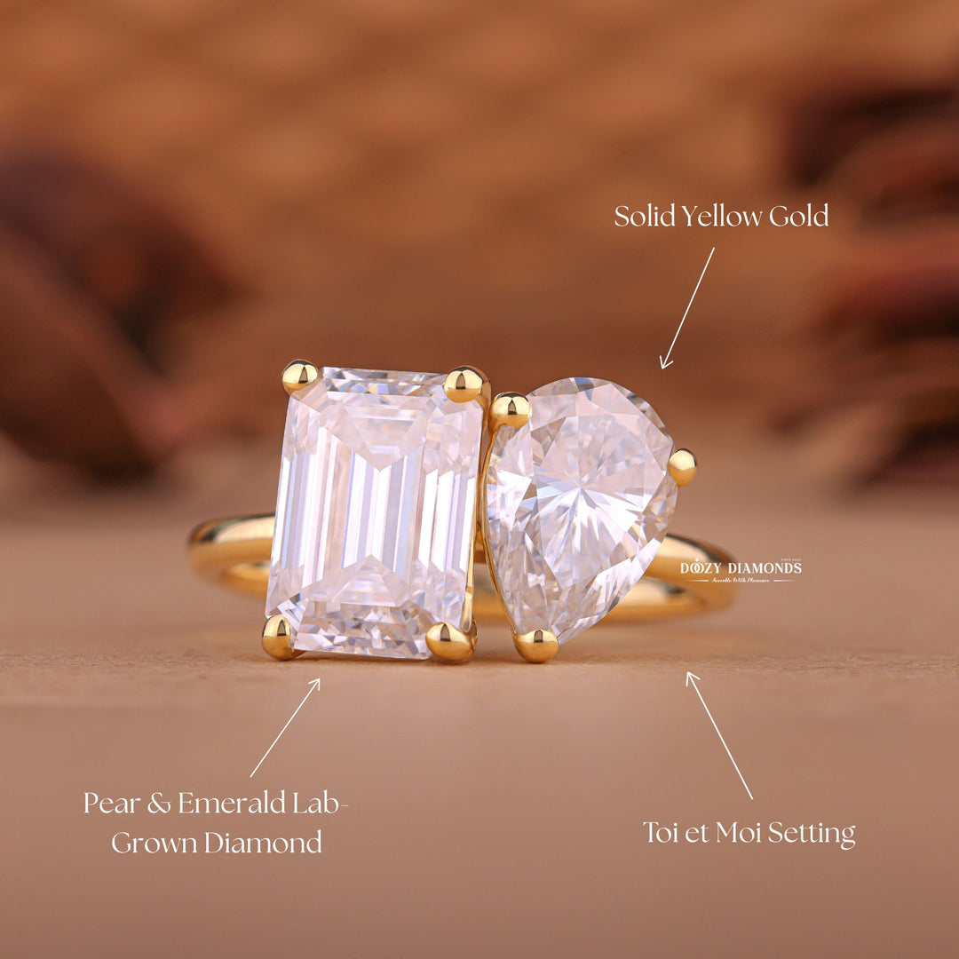 Angled view of pear cut diamond in solitaire setting