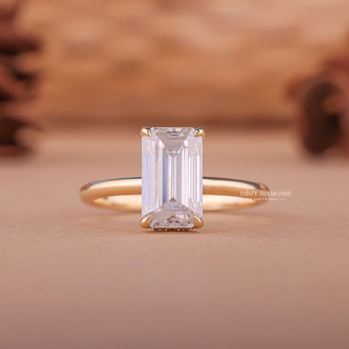 Discover emerald hidden halo lab grown diamond engagement ring online
