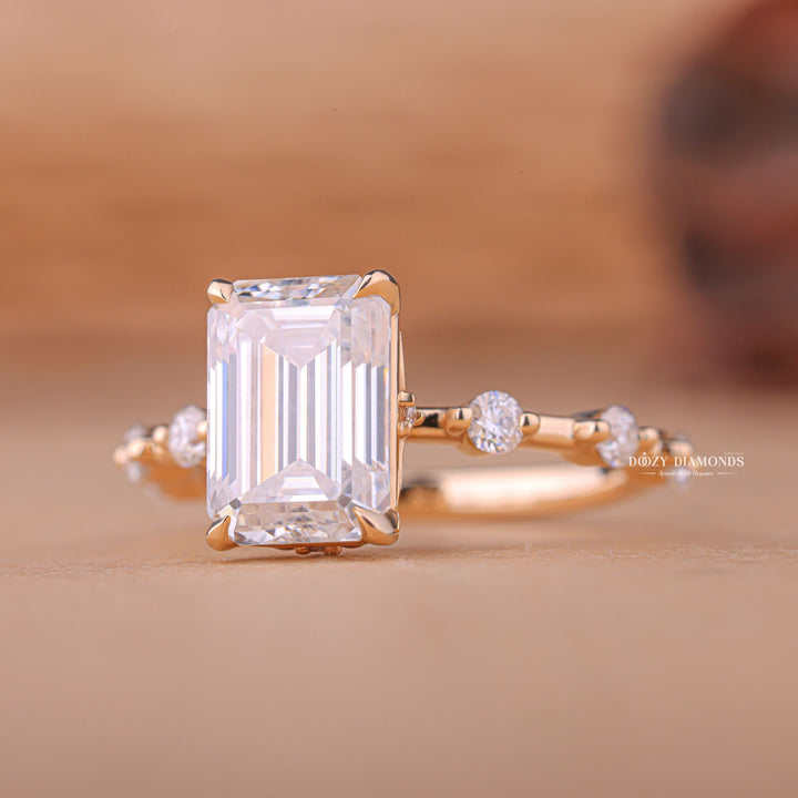 Shop the emerald cut pave engagement ring collection online