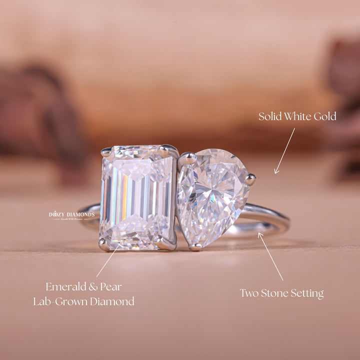 Fine craftsmanship detail on pear solitaire engagement ring