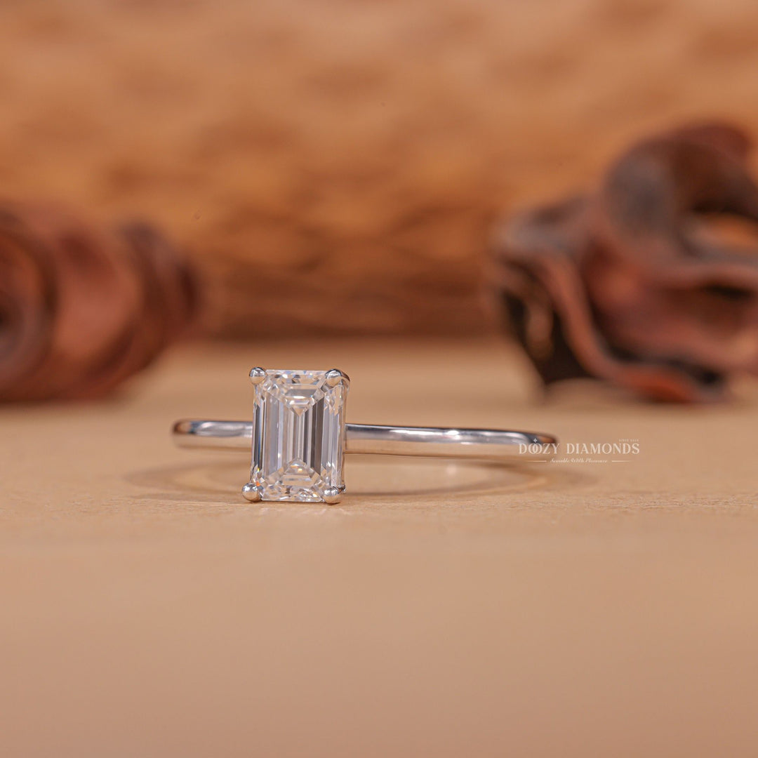 Buy emerald cut solitaire diamond engagement ring with free shipping