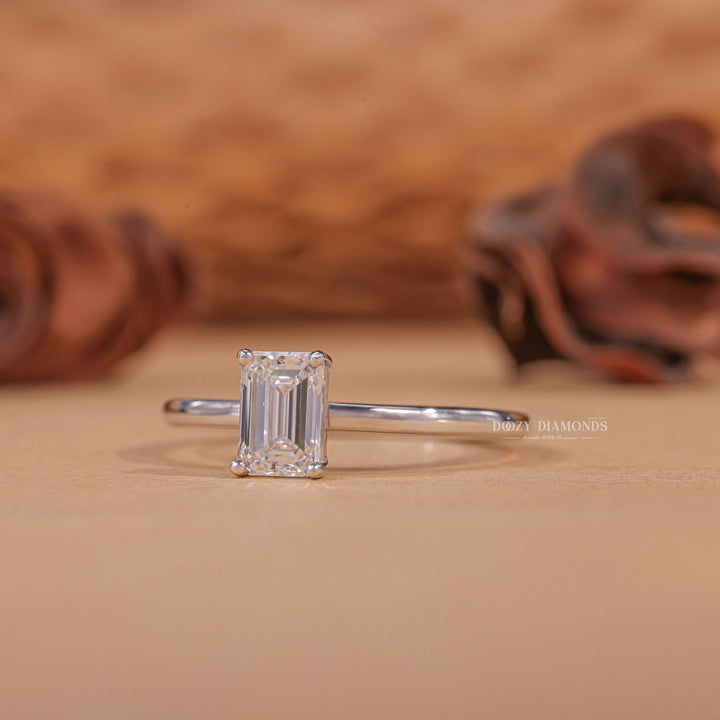 Buy emerald cut solitaire diamond engagement ring with free shipping