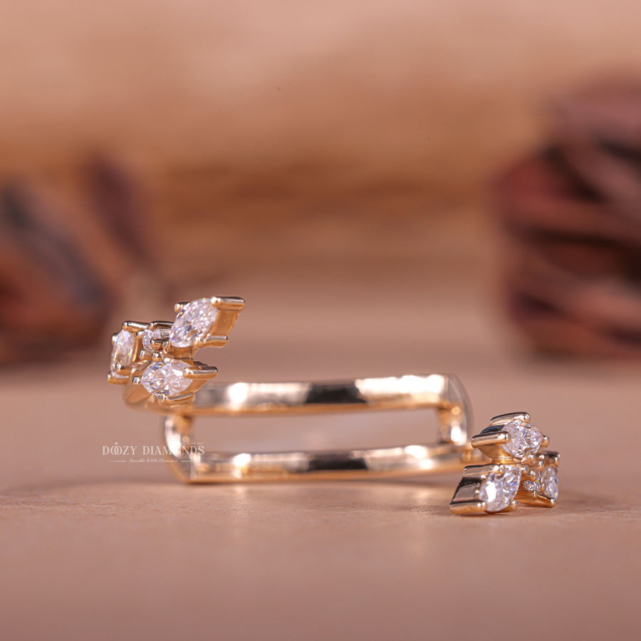 Round Marquise round marquise diamond wedding band front view
