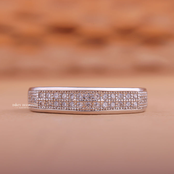 Eternity Milgrain round diamond wedding band front view