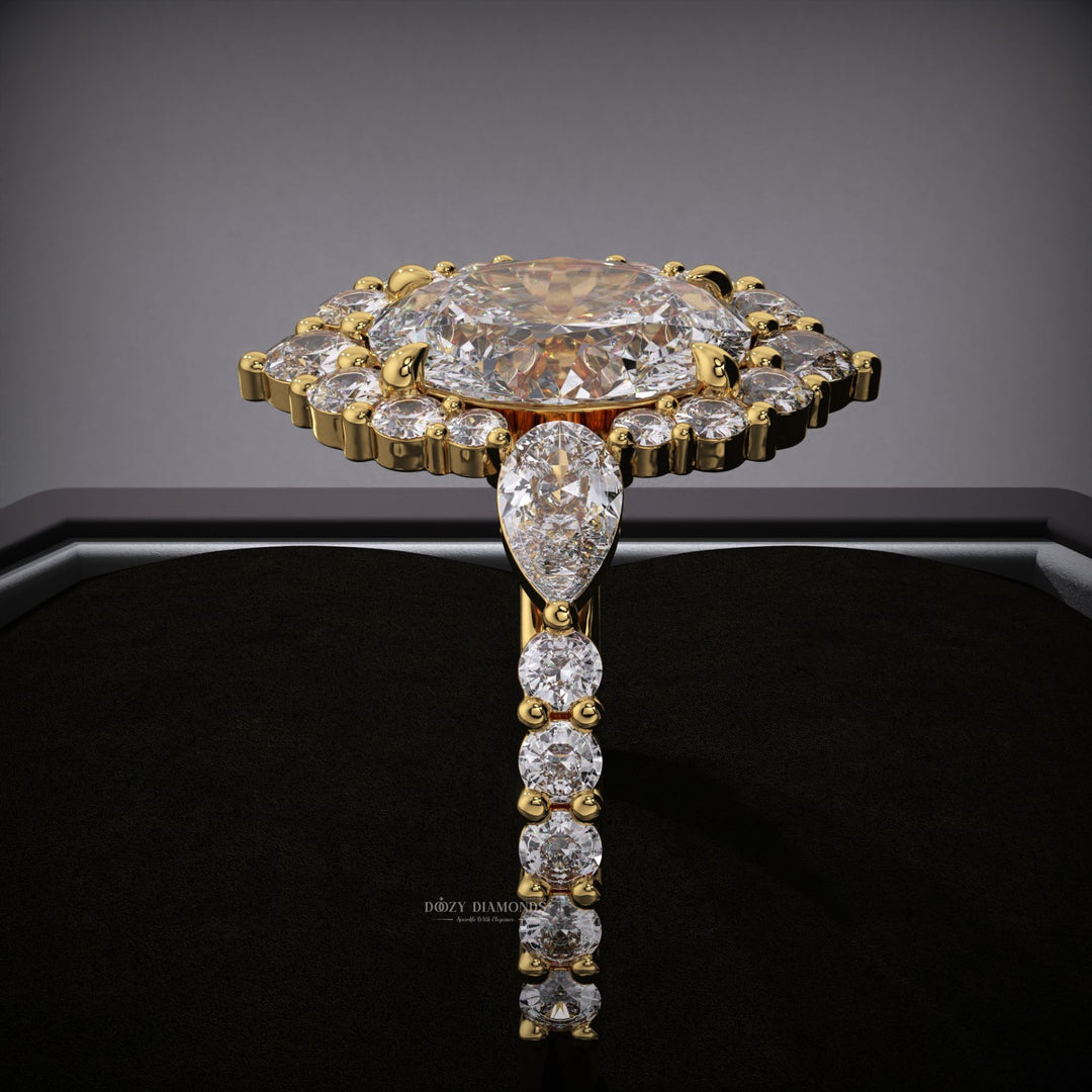 Oval pave diamond ring presented in signature gift packaging