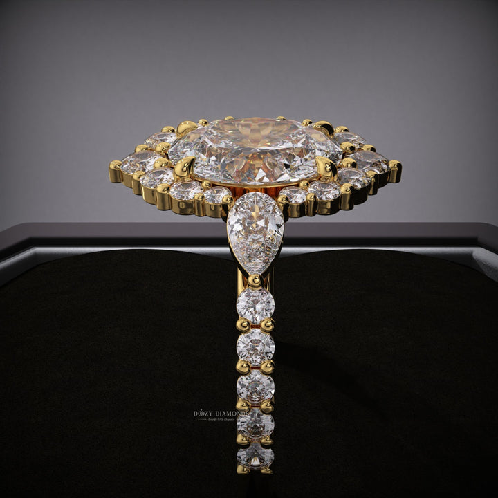 Oval pave diamond ring presented in signature gift packaging