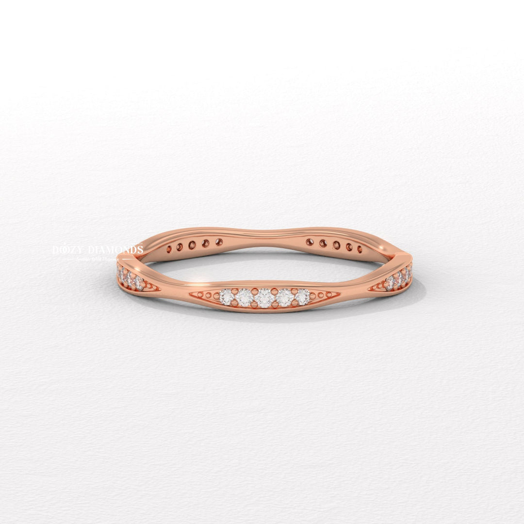 Tapered Pave lab grown diamond band worn on hand