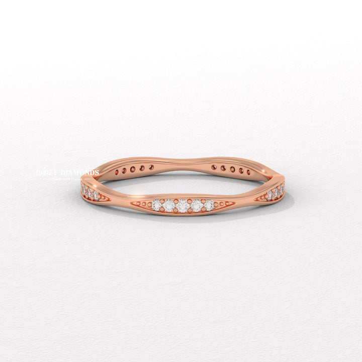 Tapered Pave lab grown diamond band worn on hand