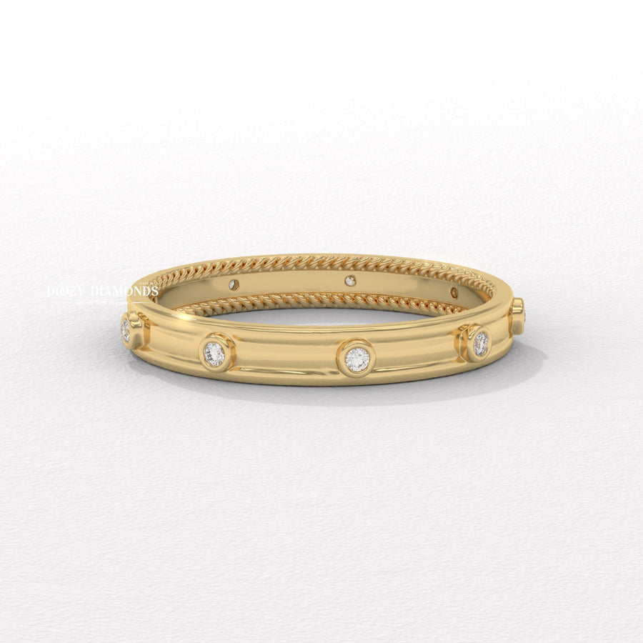 Classic Flush round diamond wedding band front view