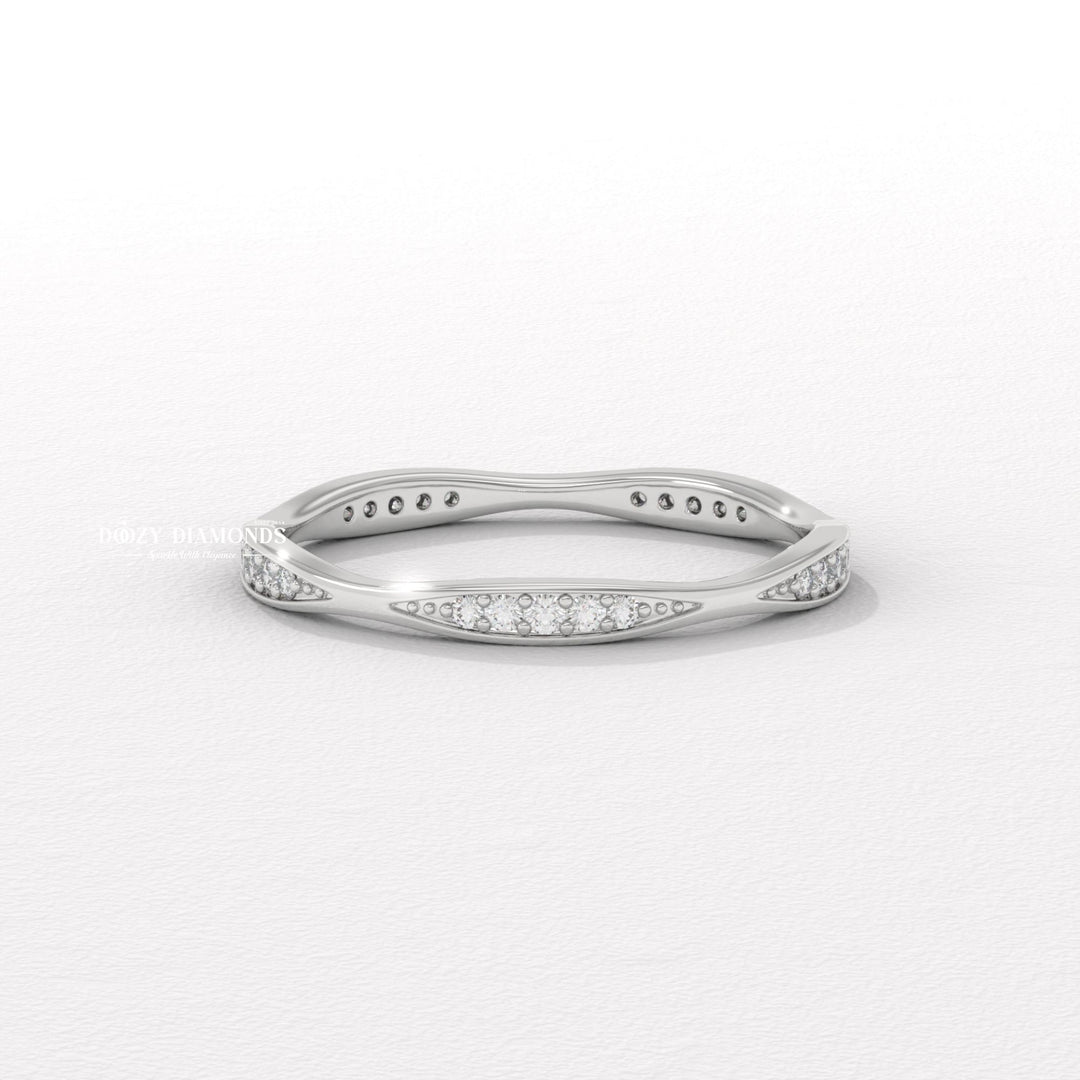 Full Pave diamond wedding band in yellow gold