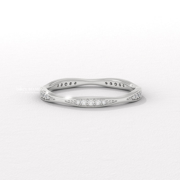 Full Pave diamond wedding band in yellow gold